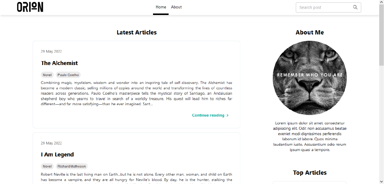 Personal blog screenshot